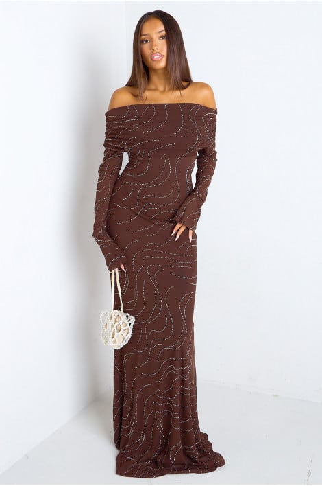 Robe longue à strass
