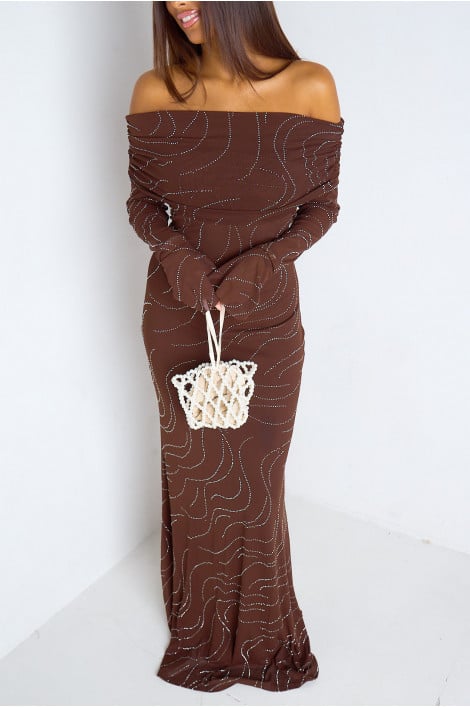 Robe longue à strass