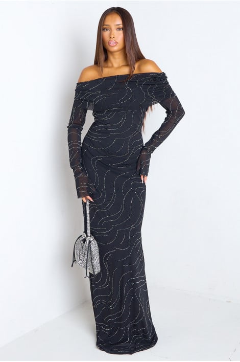 Robe longue à strass