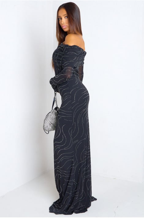 Robe longue à strass
